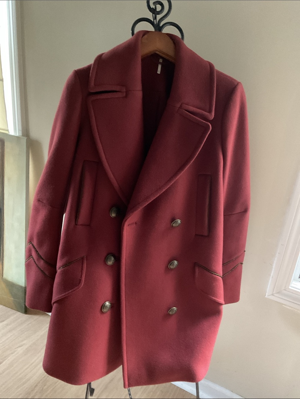 $298 FREE PEOPLE SEDGWICK OVERSIZED PEA COAT SZ M MEDIUM